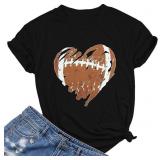 Size small Women Football shirt Heart Graphic Tee