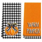 (4 PACKS) Fall Kitchen Towels 2 Pack Pumpkin Decor