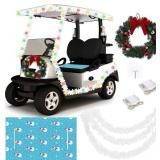 6 Pcs Golf Cart Xmas Decor Set Seat Covers Wreaths