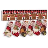 Christmas Stocking Holder with 6 Hangers for Wall