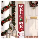 Christmas Welcome Porch Sign Decor Santa Wooden Ha