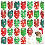 Frienda 30 Pcs Christmas Dog Bandanas, Santa Claus