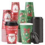 Lamosi 100 Pack 16 Oz Christmas Disposable Coffee