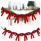 Knitgrip 9ft Large Christmas Velvet Bow Garland DI