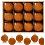 Hollyone 12PCS Brown Velvet Christmas Balls Orname