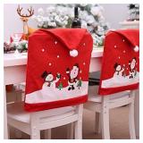 Ewer Santa Claus Cap Chair Cover, 6 PCS Christmas