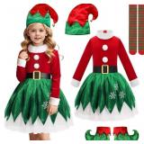 Size 3/4T Elf Costume for Girls Kids Christmas Gir