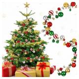 Liliful 2 Pcs Christmas Ball Garland 6 ft Ball Orn