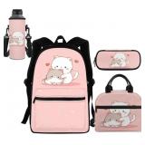 Kawaii Cat Backpack Girls Kids School Bag with Lun