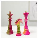 3pcs Chess Statue Decor Chess Piece King Queen Kni