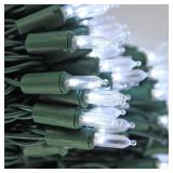 150 LED Cool White Christmas Lights on Green Wire,