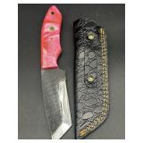 Damascus Steel 8 Inch Knife with Black Sheath, Uni