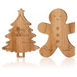 2PCS Merry Christmas Tree & Gingerbread Man Wooden