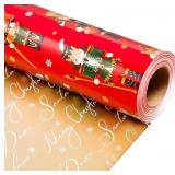 Flyhill Reversible Christmas Wrapping Paper Roll-1