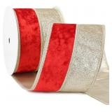 Red Velvet Wired Ribbon, 2.5 Inch x 10 Yards