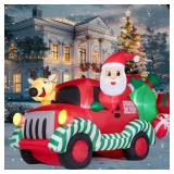 JOIEDOMI 7FT Long Christmas Inflatable Santa Drivi