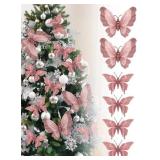 3D Glitter Christmas Butterfly Ornaments, 6 Pack H