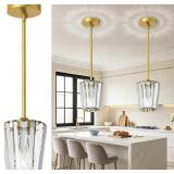 2 Pack Crystal Pendant Lights, Hanging Ceiling Lam
