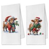 Cow Christmas Kitchen Towels, Farmhouse Hand Towel