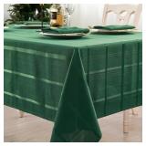(LOT OF 2) Rectangle Plaid Jacquard Tablecloth, Wa