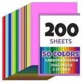 200 Sheets 8.5 x 11 Colored Cardstock,Assorted Col
