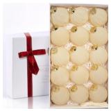 15PCS Beige Velvet Flocked Christmas Ornaments, 3.