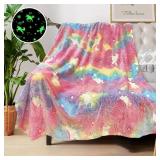 Lot of 2, COMFAR Unicorn Glow in The Dark Blankets
