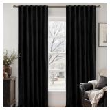 Black Velvet Blackout Curtains for Bedroom 96 Inch
