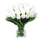Mooncci 12pcs Tulips Artificial Flowers, Burnt Edg