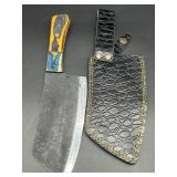 Damascus Steel 12 Inch Cleaver with Sheath, Black