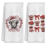 Look at photos Christmas Highland Cow Kitchen Towe