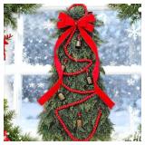 27.6" Christmas Teardrop Swag with Red Bow Bells P