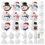 Zubebe 24 Sets Snowman Magnets DIY Paint Kit 12 De