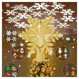 Christmas Snowflake Tree Toppers with LED Rotating