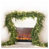 MISSPIN 9ft Christmas Garland with LED Lights, Rea