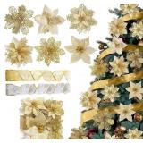 Sggvecsy 26 Pcs 6 Styles Christmas Glitter Poinset
