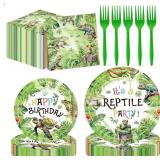 96 Pcs Reptile Snake Party Plates Napkins - Jungle