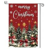 LOT OF 2  Christmas Tree Bow Garden Flag 12x18 Inc