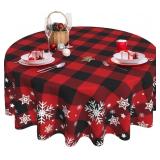 Christmas Tablecloth Round 70 Inch Winter Snowflak