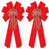 Super Holiday 2 Pack Red Christmas Bows, 20"x10.5"