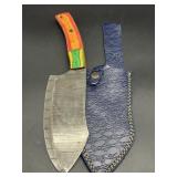Damascus Steel 12 Inch Butcher Knife with Navy Blu