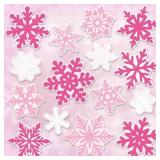 Lot of 2 Sets, 30Pcs Each Set, Pink White Snowflak