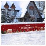HOMETITUTE Merry Christmas Banner 118x20 Inch Red