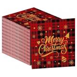 Gueevin 100 Pcs Buffalo Plaid Christmas Disposable