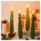 4 Pcs Christmas Tree Shaped Taper Candles 10 Inch