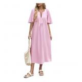 Size Large Womens Casual Maxi Dress Short Sleeve L