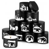 10 Pack Jesus Advent Candle Tins 4 oz Nativity The