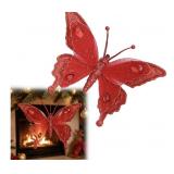 6 Pack 3D Glitter Christmas Butterfly Ornaments, 6
