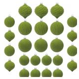 KI Store Moss Green Velvet Christmas Balls 25pcs F