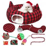 Dansydaisy Cat Tunnel Christmas Tree Skirt, Plaid